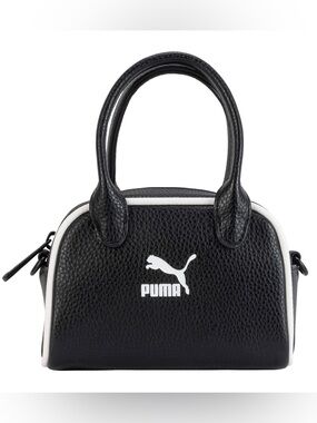 Puma Black Mini Dome Bag with White Logo Trim